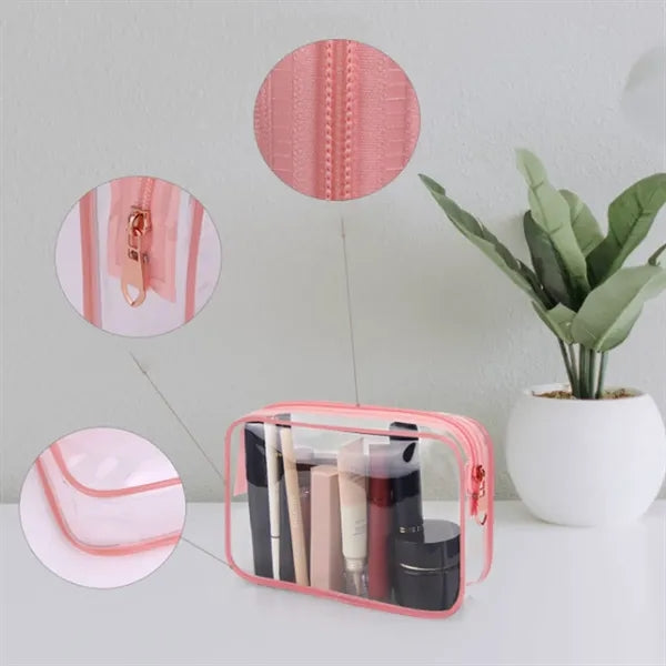 Clear PVC Stadium Travel Makeup Zippered Toiletry Pouch