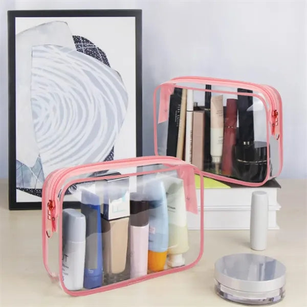 Clear PVC Stadium Travel Makeup Zippered Toiletry Pouch