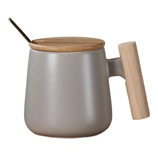 13 Oz Ceramic Mug With Lid And Spoon