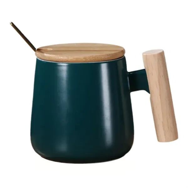 13 Oz Ceramic Mug With Lid And Spoon