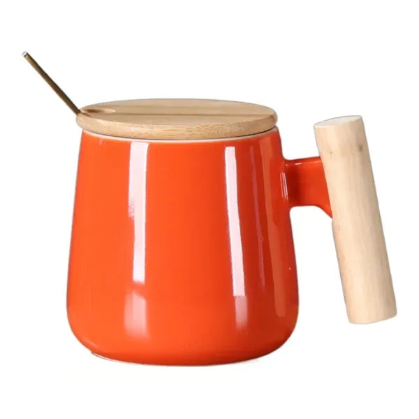 13 Oz Ceramic Mug With Lid And Spoon