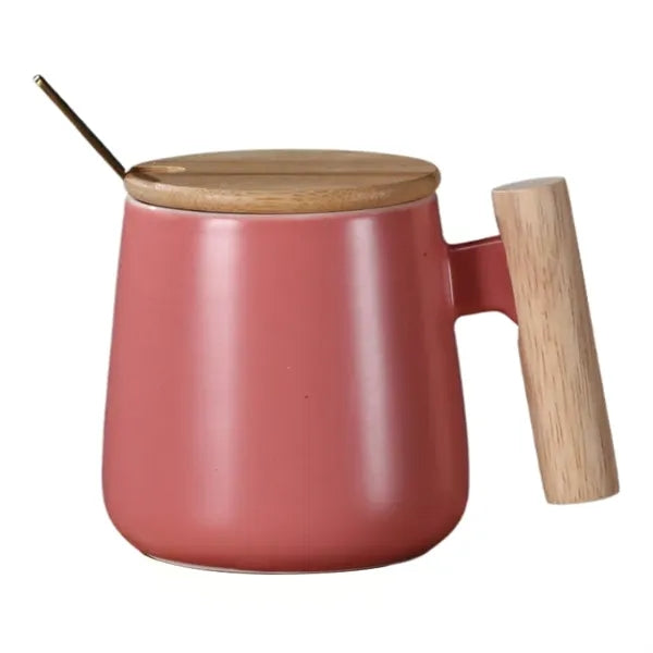 13 Oz Ceramic Mug With Lid And Spoon