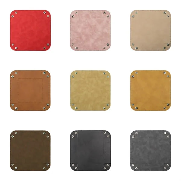 Foldable Square PU Leather Dice Tray
