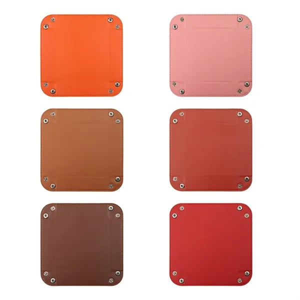 Foldable Square PU Leather Dice Tray