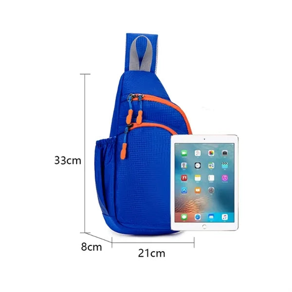 Nylon Sling Crossbody Bag With Side Pocket And Zippers