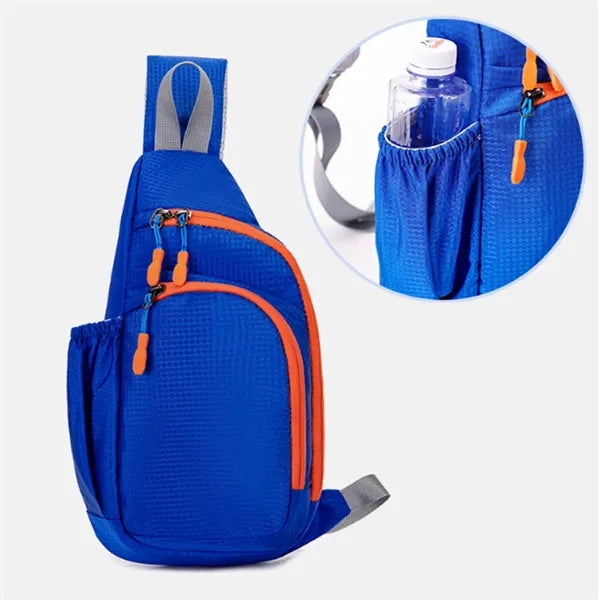 Nylon Sling Crossbody Bag With Side Pocket And Zippers