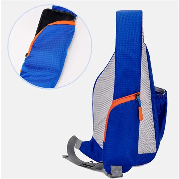 Nylon Sling Crossbody Bag With Side Pocket And Zippers