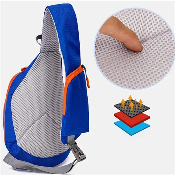 Nylon Sling Crossbody Bag With Side Pocket And Zippers