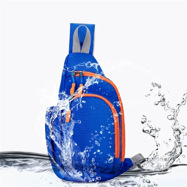 Nylon Sling Crossbody Bag With Side Pocket And Zippers