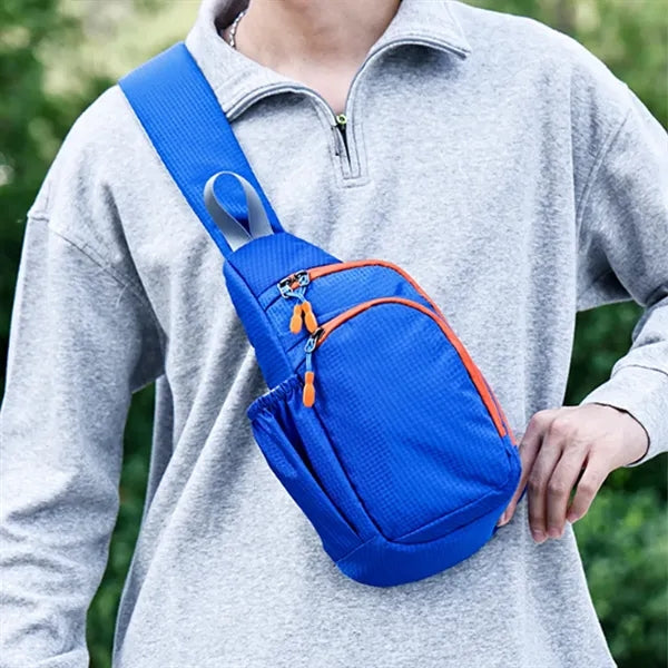 Nylon Sling Crossbody Bag With Side Pocket And Zippers