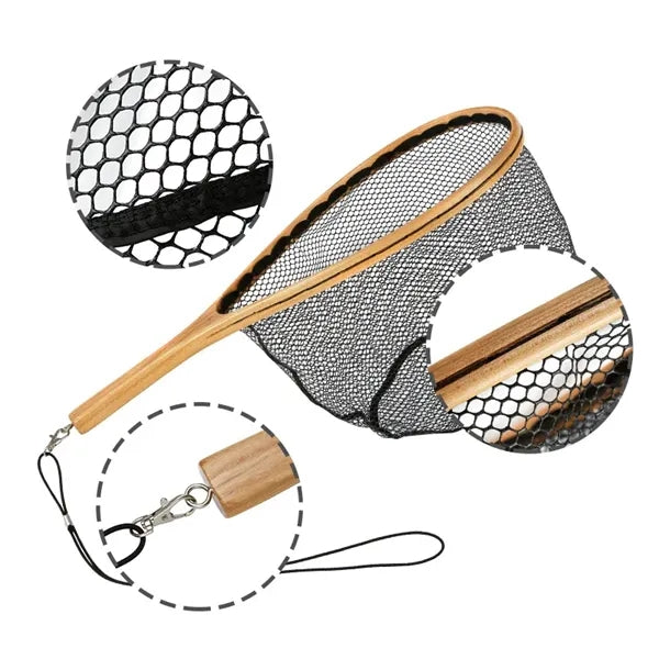 Wooden Handle Fly Fishing Landing Net