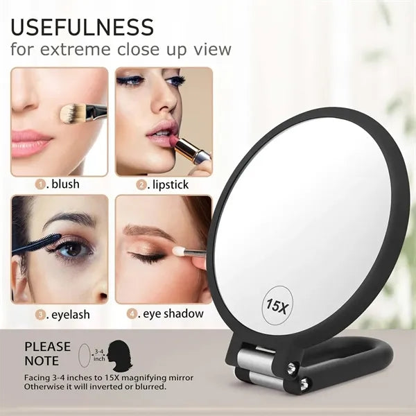 15X Double Sided Magnifying Handheld Mirror