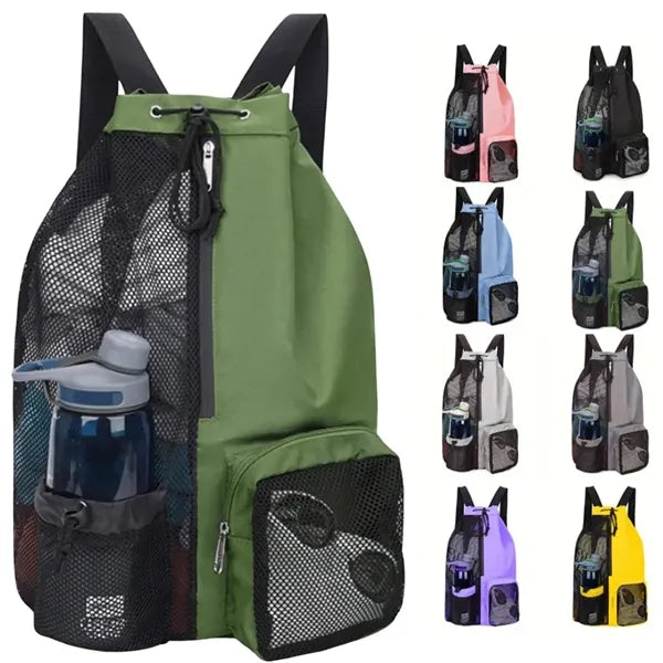 Mesh Beach Backpack Swimming Waterproof Drawstring Bag