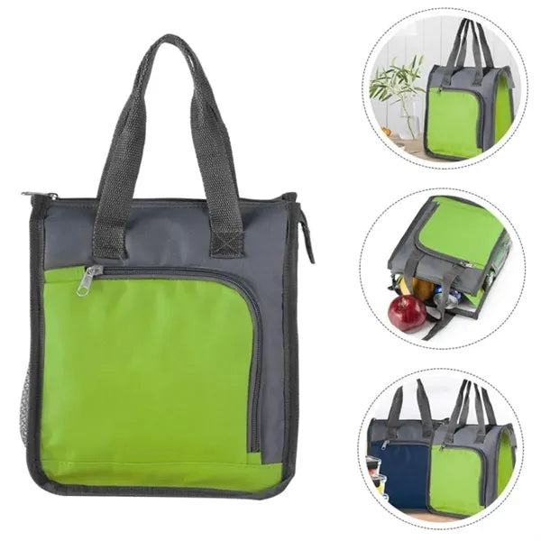 Portable Insulated Lunch Cooler Bag with Front & Mesh Pocket