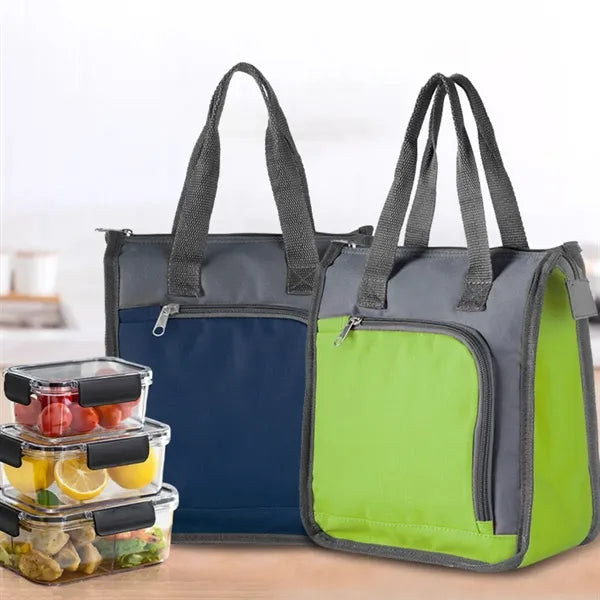 Portable Insulated Lunch Cooler Bag with Front & Mesh Pocket