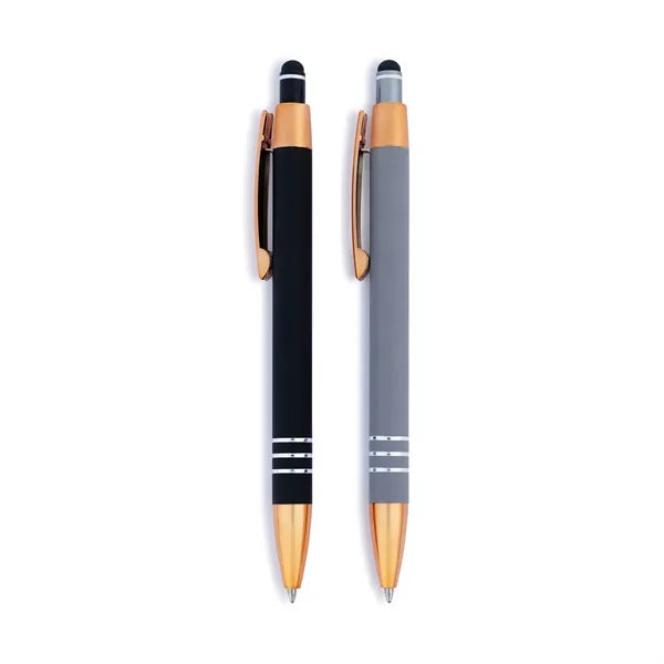 Penny Stylus Satin Soft Touch Click Metal Pen - Copper Accen