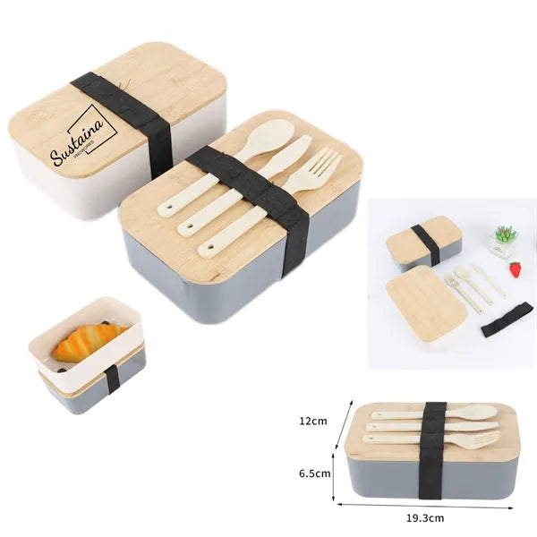 Eco-Friendly Wheat Straw Lunch Box with Tableware Set