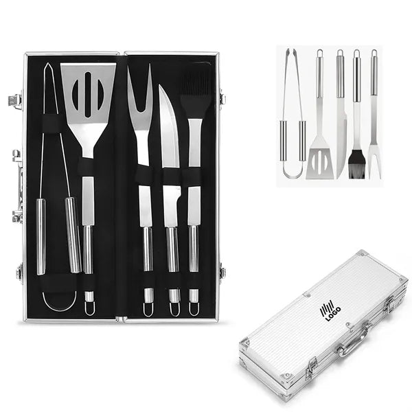 5 Piece Bbq Set In Aluminum Case