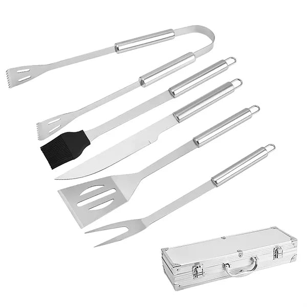 5 Piece Bbq Set In Aluminum Case