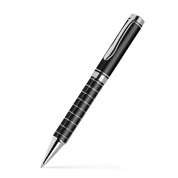 Grid Barrel Ballpoint Twist Metal Pen