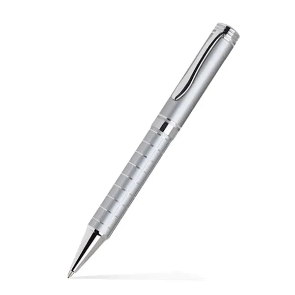 Grid Barrel Ballpoint Twist Metal Pen