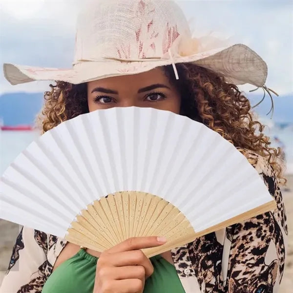 Portable Wedding Favor Eco Paper Bamboo Folding Hand Fan
