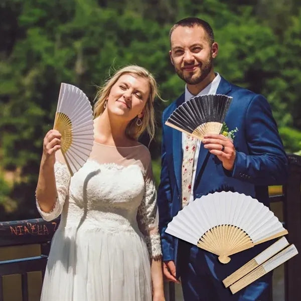 Portable Wedding Favor Eco Paper Bamboo Folding Hand Fan