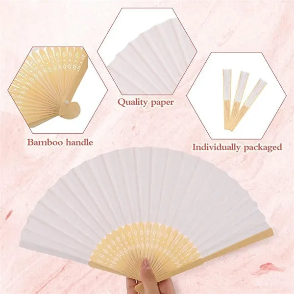 Portable Wedding Favor Eco Paper Bamboo Folding Hand Fan