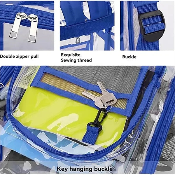 Large Capacity PVC Student Transparent Clear Zipper Backpack