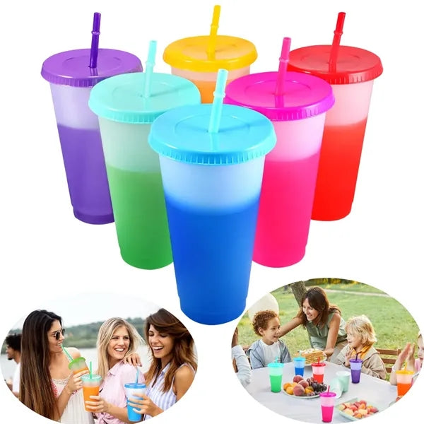 24 Oz. Mood Stadium Cup with Straw and Lid Set