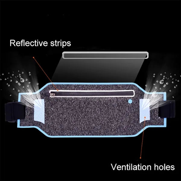Running Waist Bag With Earphone Port And Reflective Strips