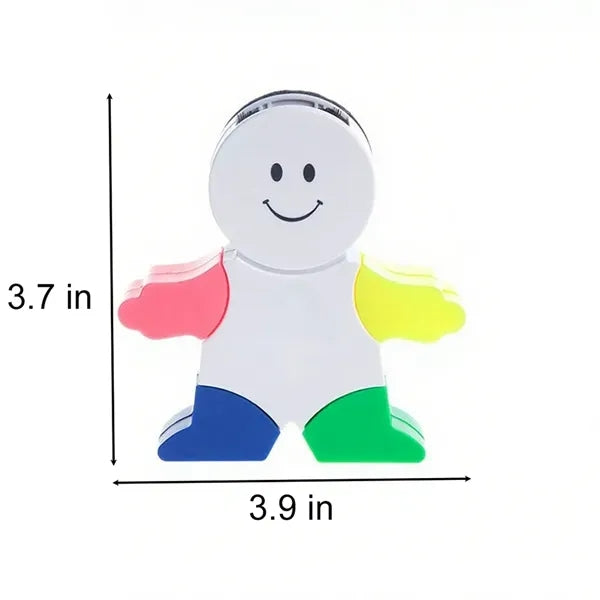 Mini Cartoon Four-color Highlighter With Brush
