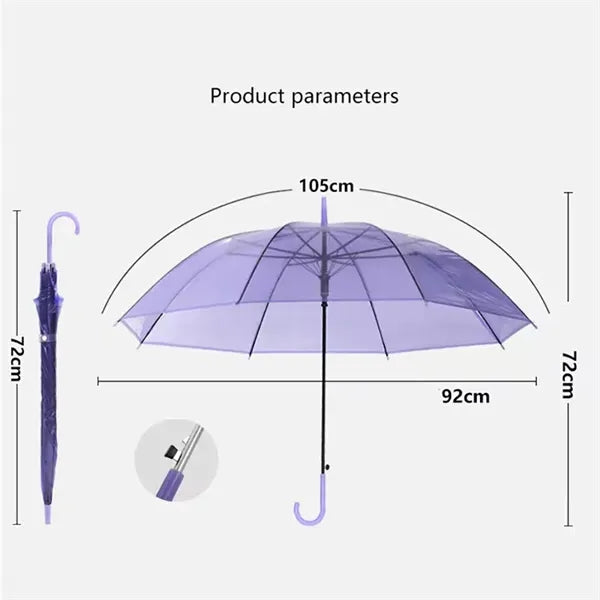 Pastel Color Straight Shaft Transparent Umbrella