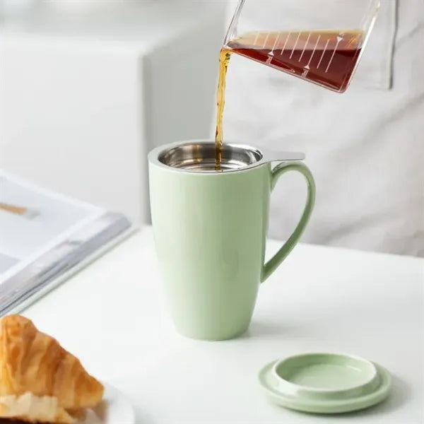 15oz Premium Ceramic Tea Cup with Infuser