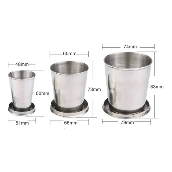 Stainless Steel Collapsible Travel Cup with Keychain