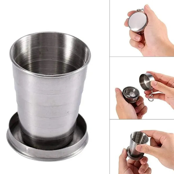 Stainless Steel Collapsible Travel Cup with Keychain