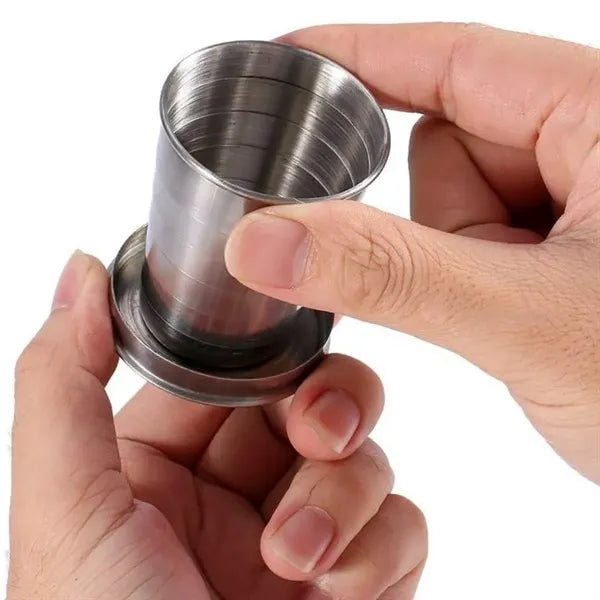 Stainless Steel Collapsible Travel Cup with Keychain