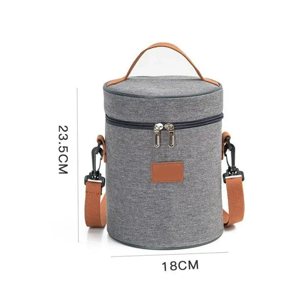 8L Insulated Round Cooler Bag W/ Handle and Shoulder Strap