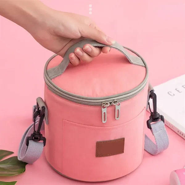 8L Insulated Round Cooler Bag W/ Handle and Shoulder Strap