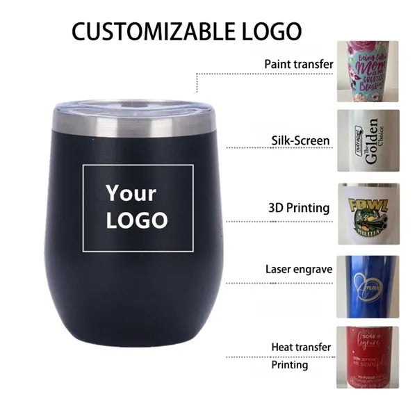 12oz Double Wall Stainless Steel Vacuum Insulated Cup with L