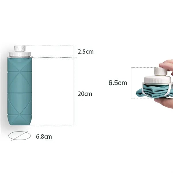 20Oz. Collapsible Silicone Water Bottle with Leakproof Lid