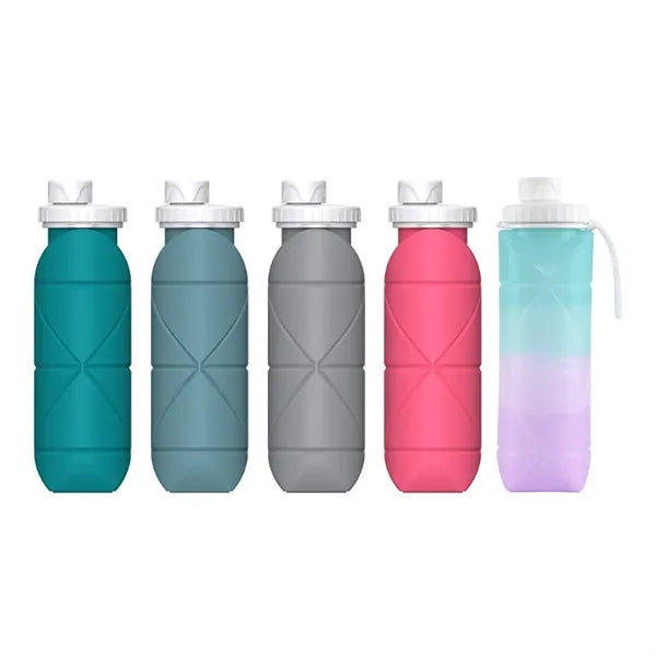 20Oz. Collapsible Silicone Water Bottle with Leakproof Lid