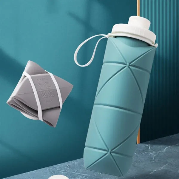 20Oz. Collapsible Silicone Water Bottle with Leakproof Lid