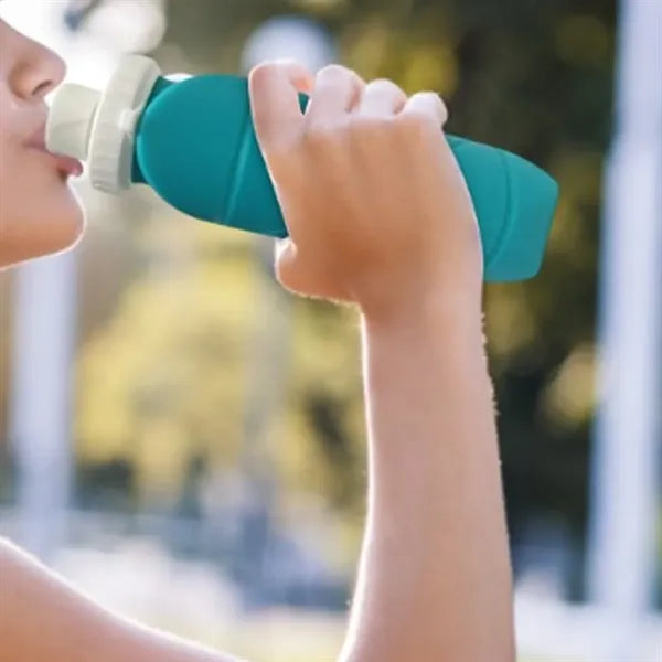 20Oz. Collapsible Silicone Water Bottle with Leakproof Lid
