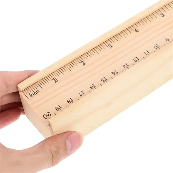 Wooden Ruler Box with 12 Colored Pencils