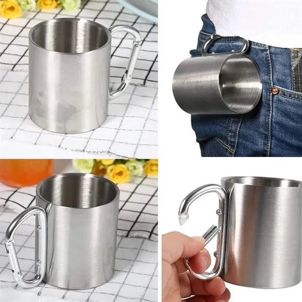 13Oz. Stainless Steel Mug with Carabiner Handle