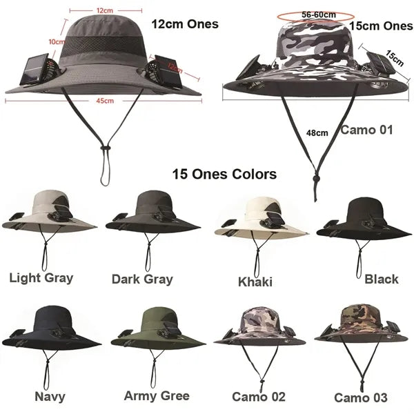 Wide Brim Sun Hat with 2 Solar Fan