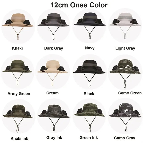 Wide Brim Sun Hat with 2 Solar Fan