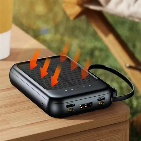 3 in 1 Solar Power Bank W/ Built In Cables and LED Indicator