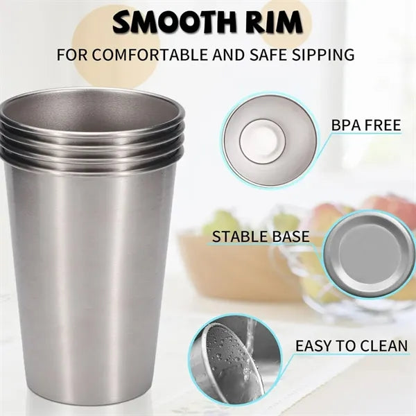 12/17Oz. Stainless Steel Drinking Cup Beer Tumblers